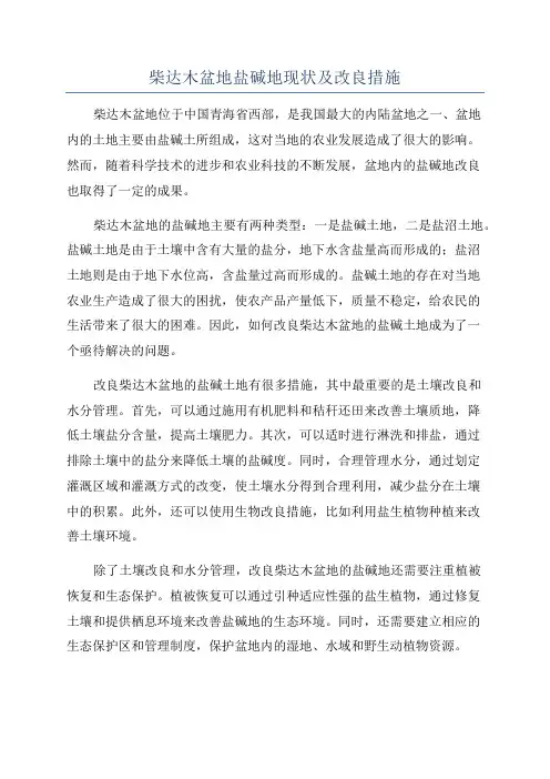柴达木盆地盐碱地现状及改良措施
