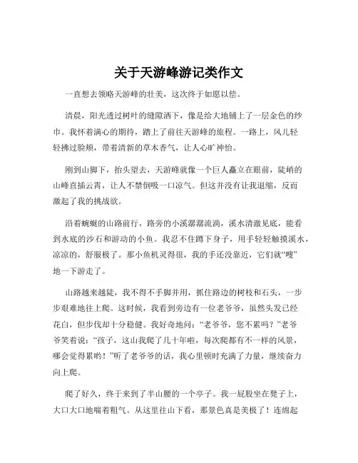 关于天游峰游记类作文