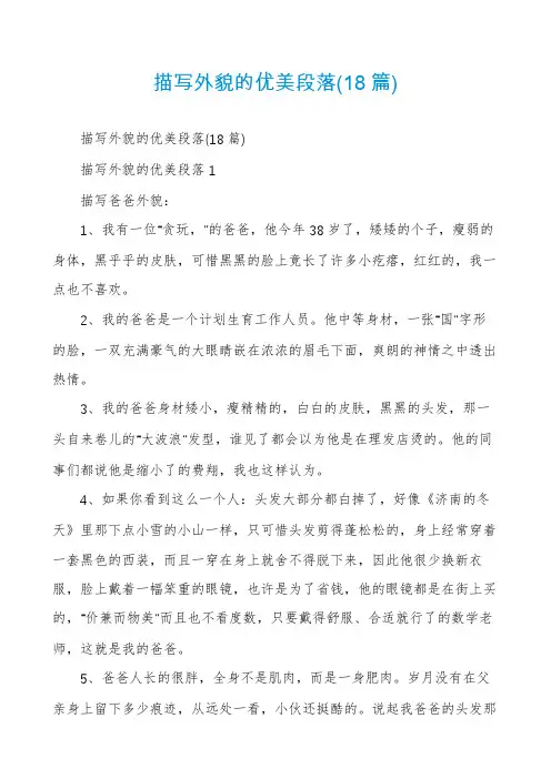 描写外貌的优美段落(18篇)