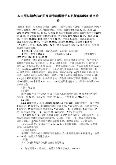 心电图与超声心动图及冠脉造影用于心肌梗塞诊断的对比分析
