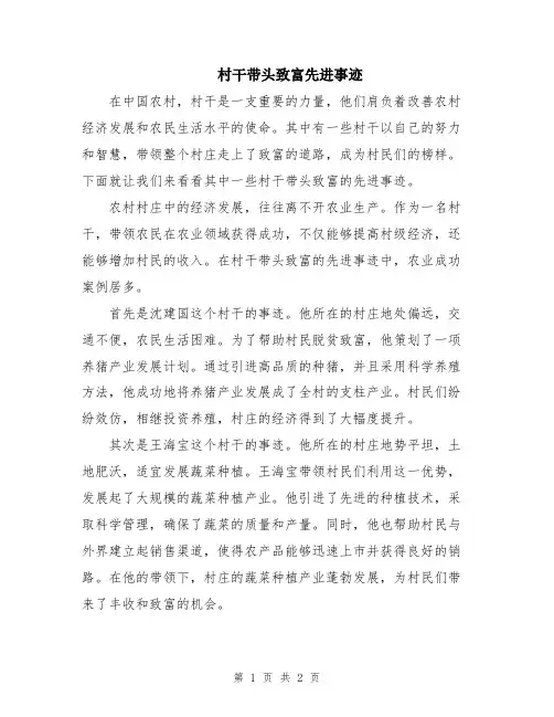 村干带头致富先进事迹