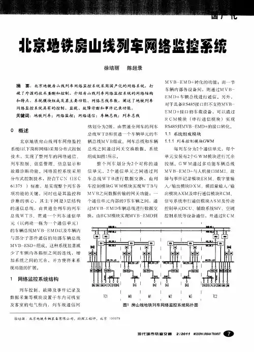 北京地铁房山线列车网络监控系统