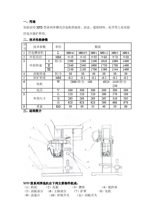 XFD型系列单槽式浮选机说明书