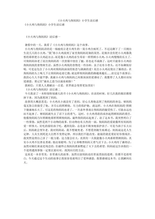 《小火鸡与狗妈妈》小学生读后感
