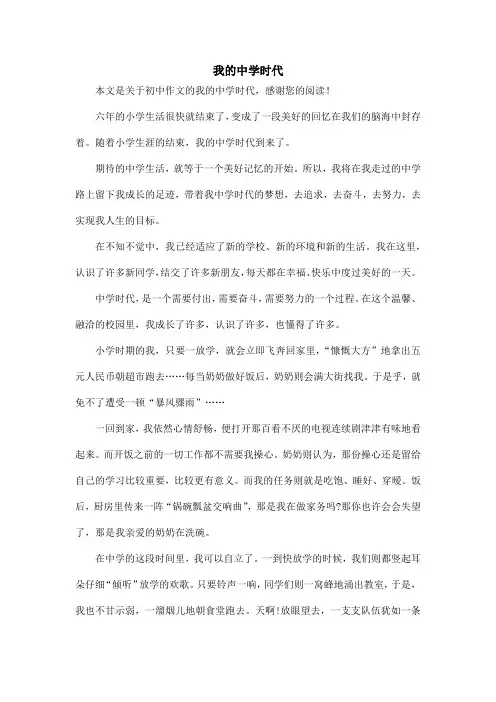 我的中学时代_初中作文
