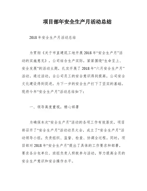 项目部年安全生产月活动总结
