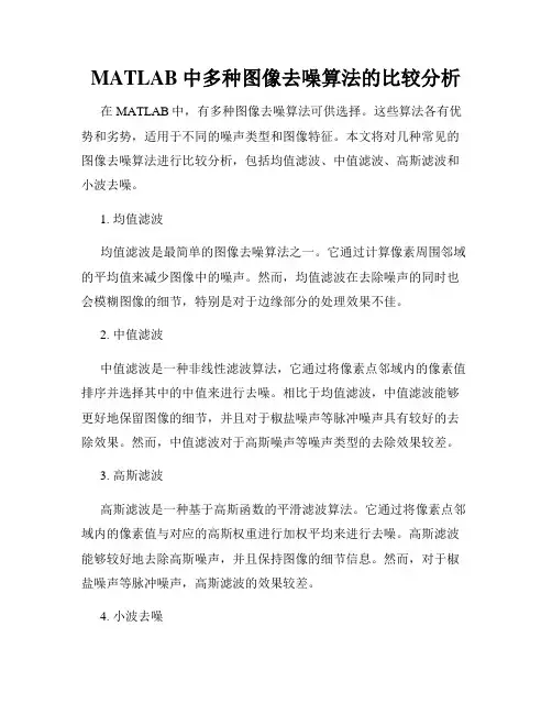 MATLAB中多种图像去噪算法的比较分析