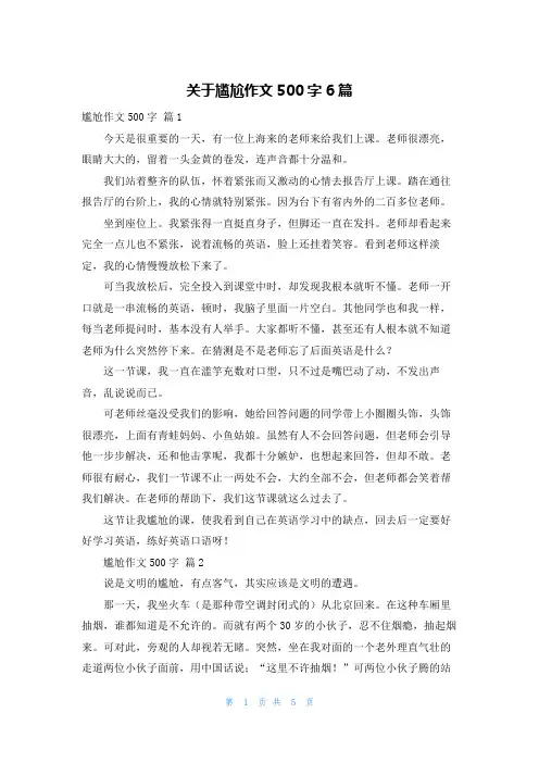 关于尴尬作文500字6篇