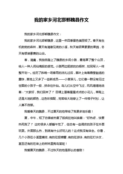 我的家乡河北邯郸魏县作文