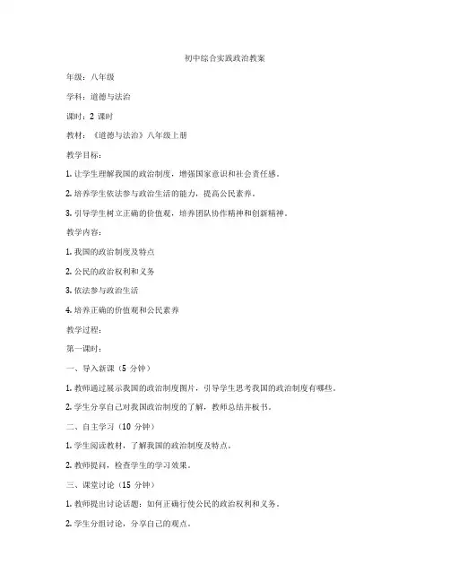 初中综合实践政治教案
