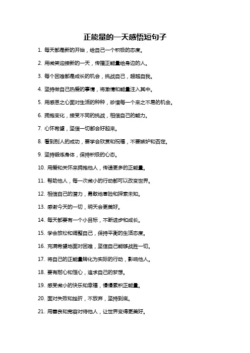 正能量的一天感悟短句子