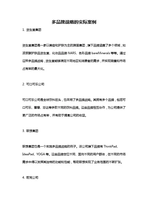 多品牌战略的实际案例