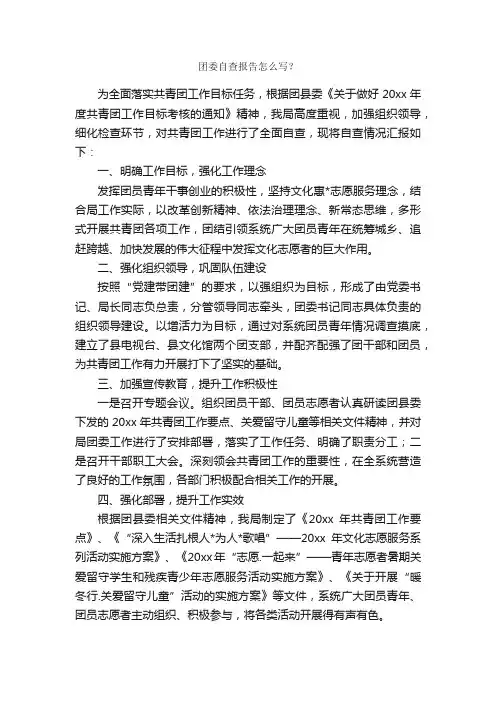团委自查报告怎么写？_自查报告_