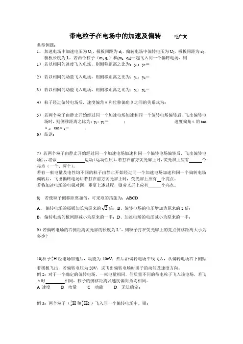 带电粒子在电场中的加速及偏转    毛广文