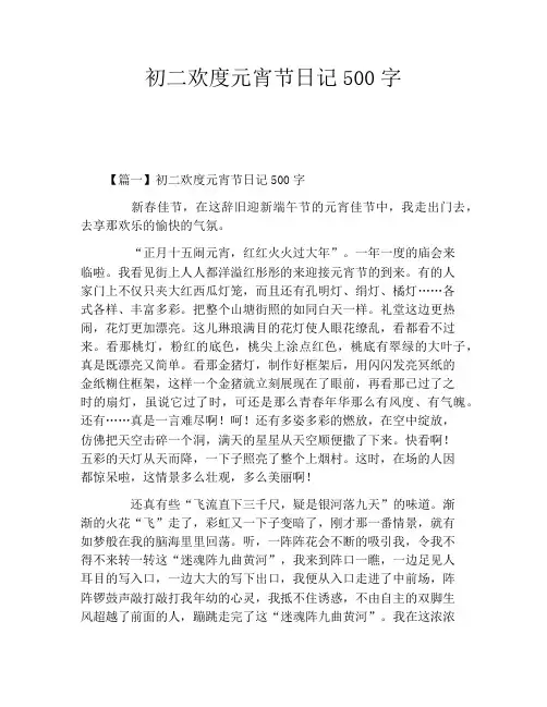 初二欢度元宵节日记500字