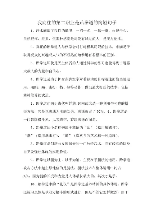 我向往的第二职业是跆拳道的简短句子