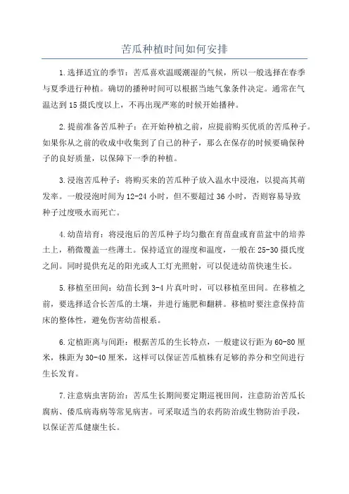 苦瓜种植时间如何安排