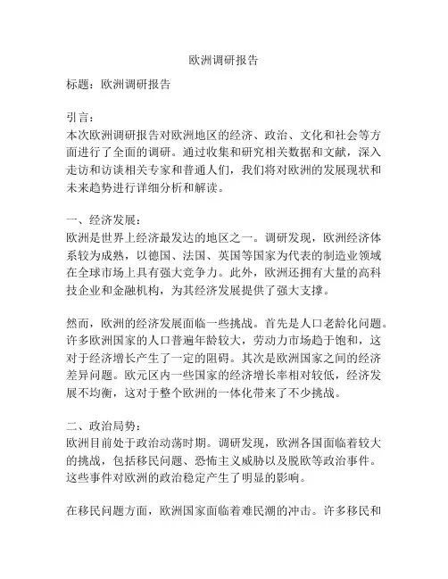 欧洲调研报告