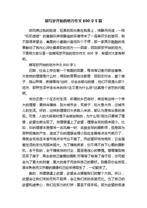 描写梦开始的地方作文800字5篇