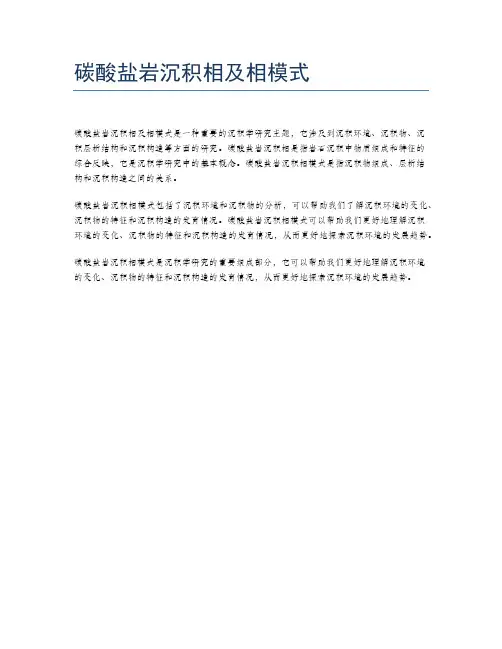 碳酸盐岩沉积相及相模式