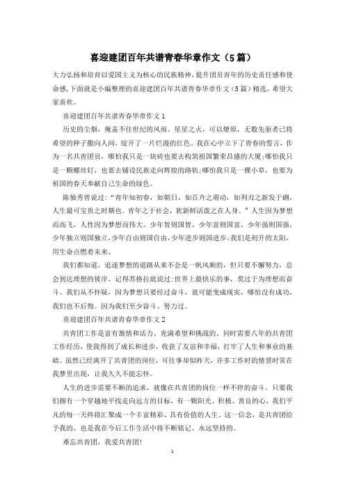 喜迎建团百年共谱青春华章作文(5篇)