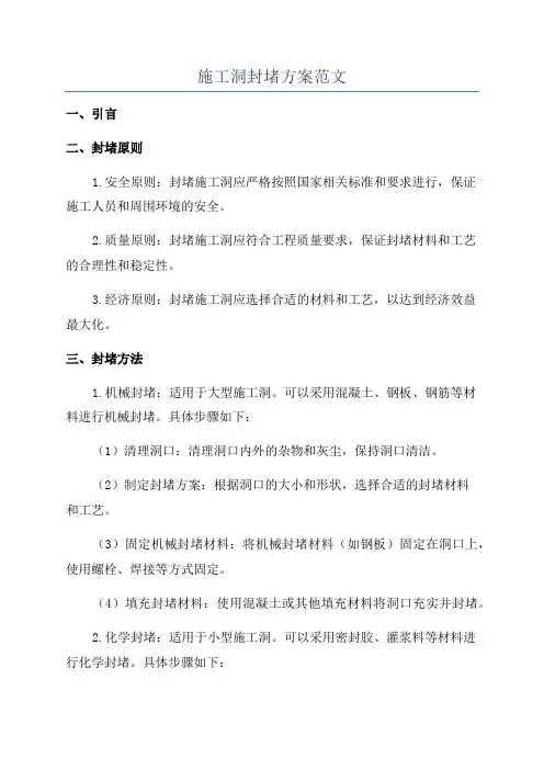 施工洞封堵方案范文