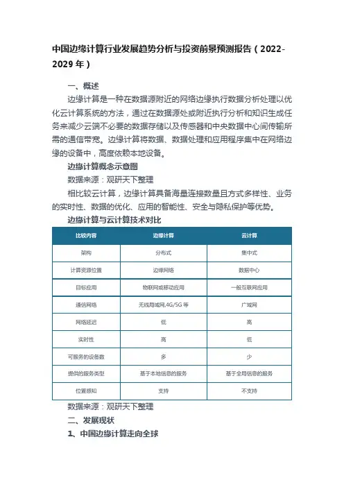 中国边缘计算行业发展趋势分析与投资前景预测报告（2022-2029年）