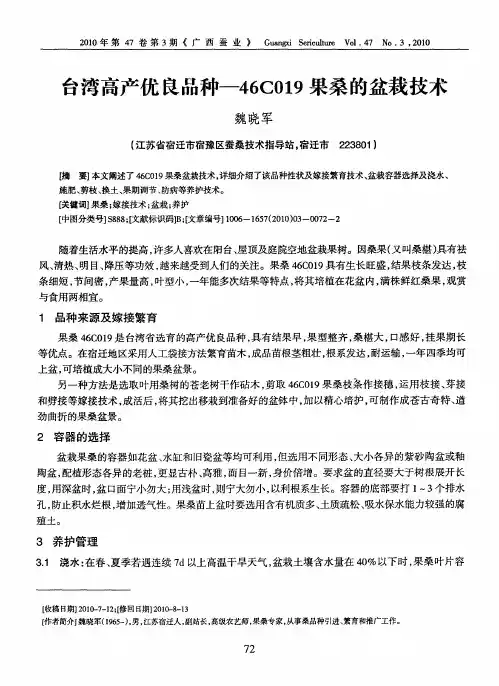 台湾高产优良品种-46C019果桑的盆栽技术