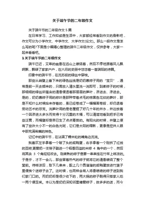 关于端午节的二年级作文5篇