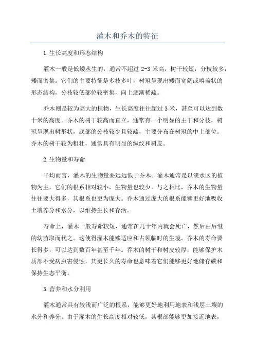 灌木和乔木的特征