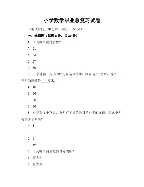 小学数学毕业总复习试卷