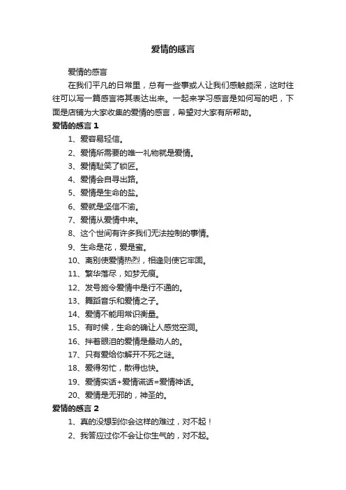 爱情的感言
