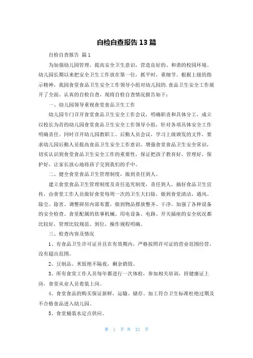 自检自查报告13篇