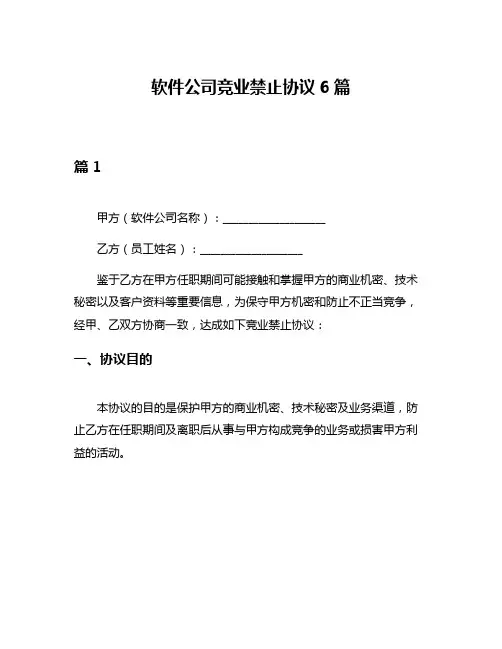 软件公司竞业禁止协议6篇