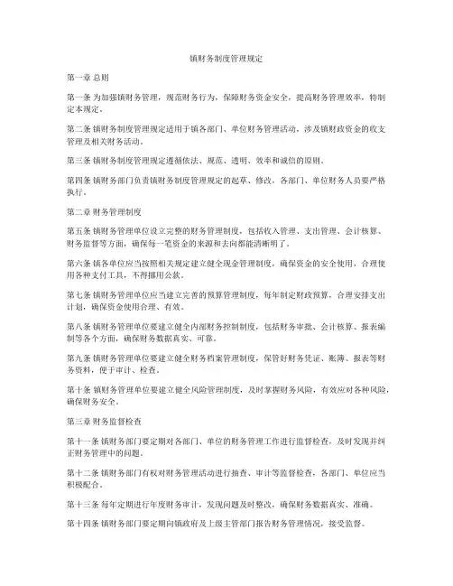 镇财务制度管理规定