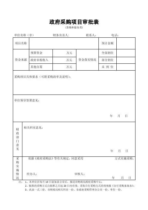 政府采购项目审批表（精品）
