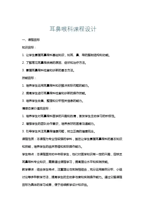耳鼻喉科课程设计