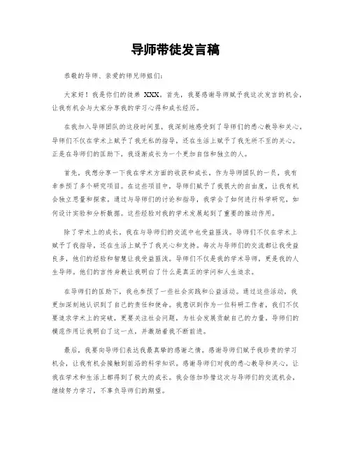 导师带徒发言稿