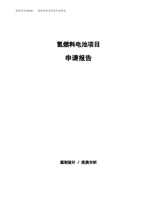 氢燃料电池项目申请报告参考模板(word下载可编辑)