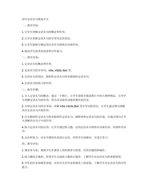 初中定语从句教案中文