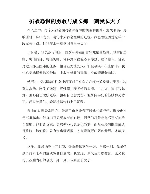 挑战恐惧的勇敢与成长那一刻我长大了