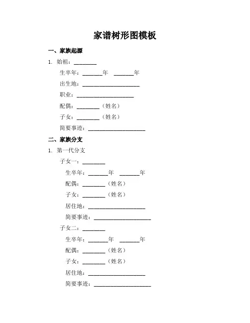 家谱树形图模板