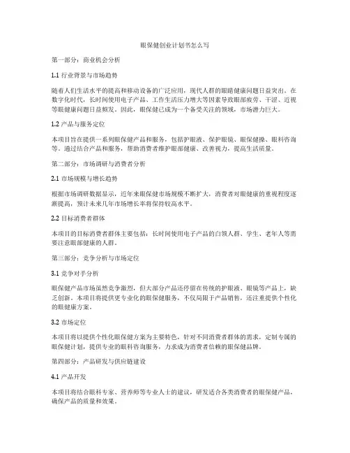 眼保健创业计划书怎么写