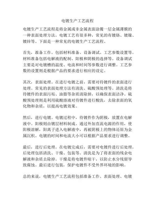 电镀生产工艺流程