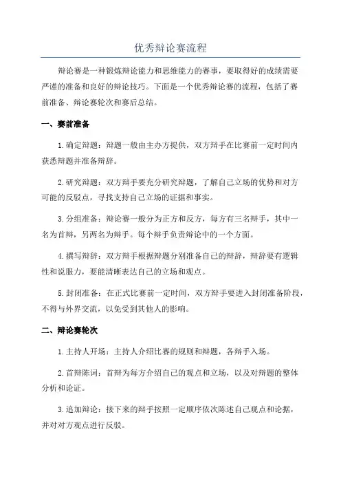 优秀辩论赛流程