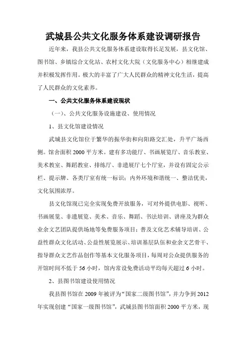 武城县公共文化服务体系建设调研报告