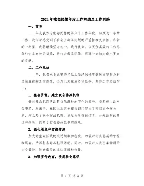 2024年戒毒民警年度工作总结及工作思路
