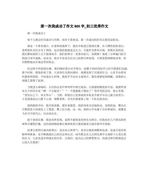 那一次我成功了作文600字_初三优秀作文