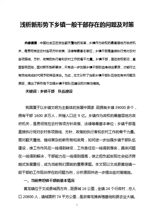 浅析新形势下乡镇一般干部存在的问题及对策