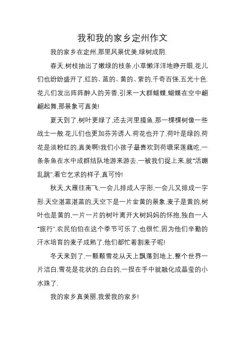 我和我的家乡定州作文